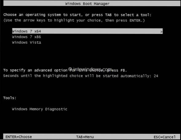 Hvordan hoppe over eller skjule Windows Boot Manager i Vista og Windows 7