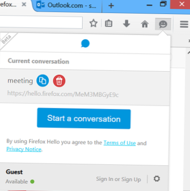 Comment démarrer une conversation avec Firefox Hello