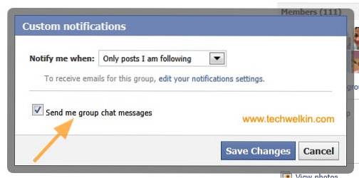Como parar as notificações de mensagens de chat em grupo no Facebook
