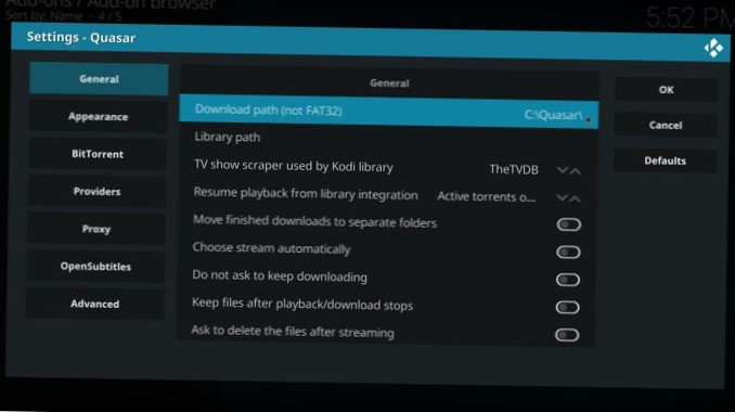 So streamen Sie Torrents auf Kodi mit dem Quasar-Add-on