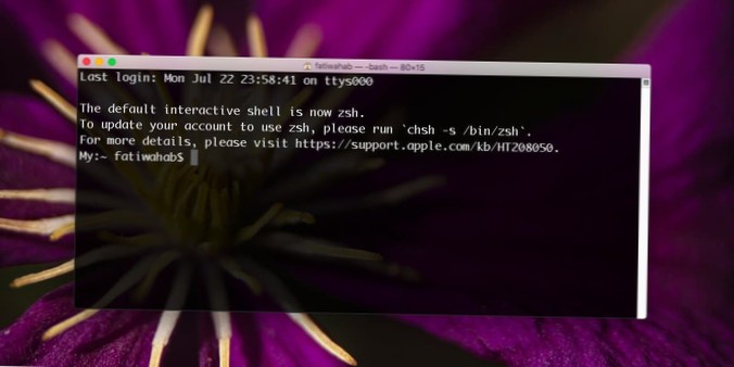 Jak přepnout zpět na bash v terminálu na macOS Catalina