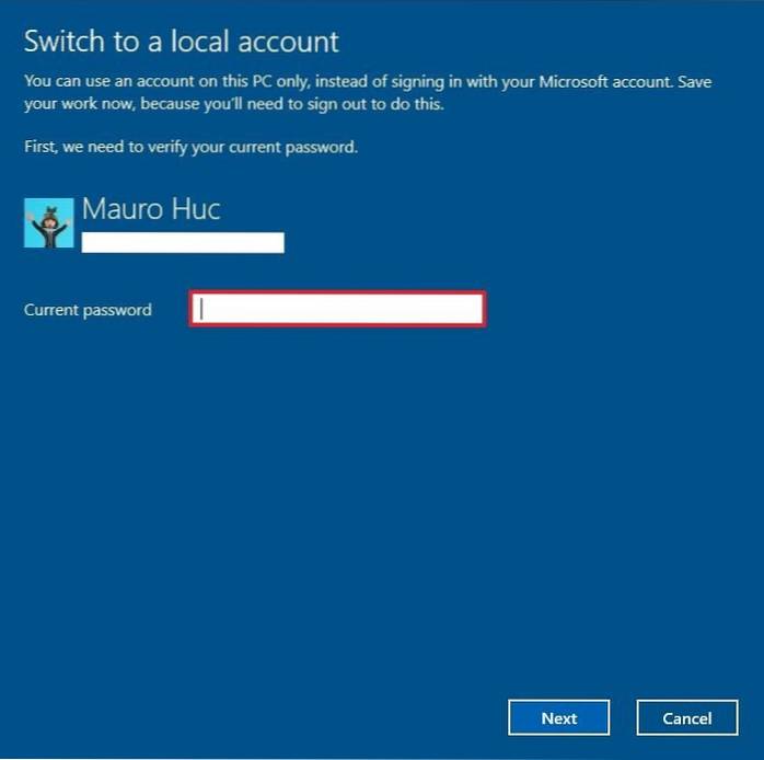 Jak přepnout na místní účet v systému Windows 10 namísto účtu Microsoft Live