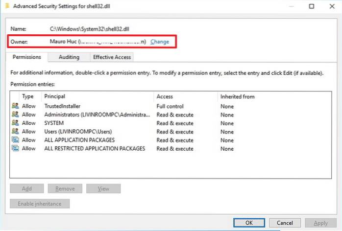 How to Take ownership of files in Windows 10