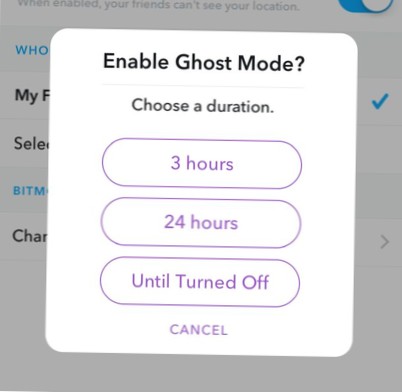 Como mudar temporariamente para o modo fantasma no Snapchat