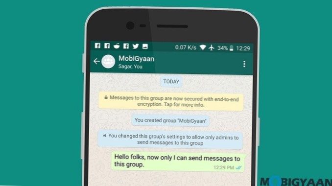 Cum să dezactivați mesageria pentru membrii grupului pe Whatsapp