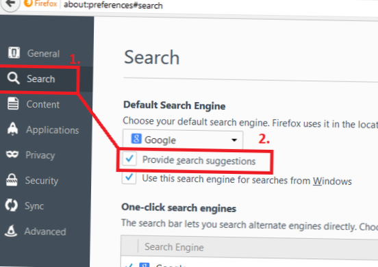 Come disattivare i suggerimenti di ricerca in Firefox