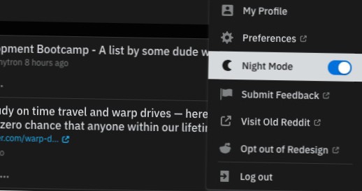 How To Turn On Night Mode On Reddit