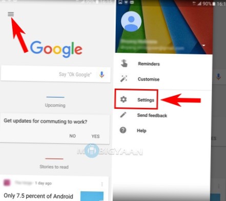 Slik slår du på / av Google Nå på trykk [Android]