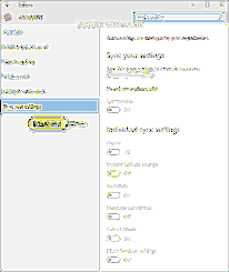 How to Turn On / Off sync settings in windows 10