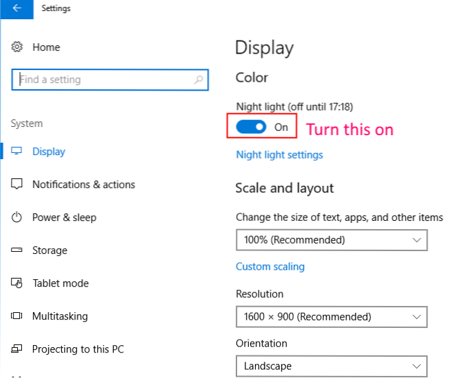 How to tweak Night light settings in Windows 10