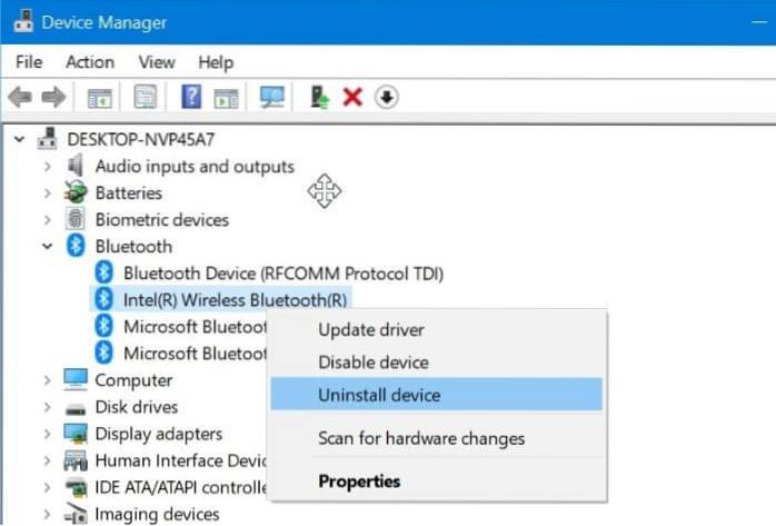 Come disinstallare o reinstallare il driver Bluetooth in Windows 10