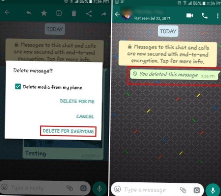 Come annullare l'invio di un messaggio su Whatsapp