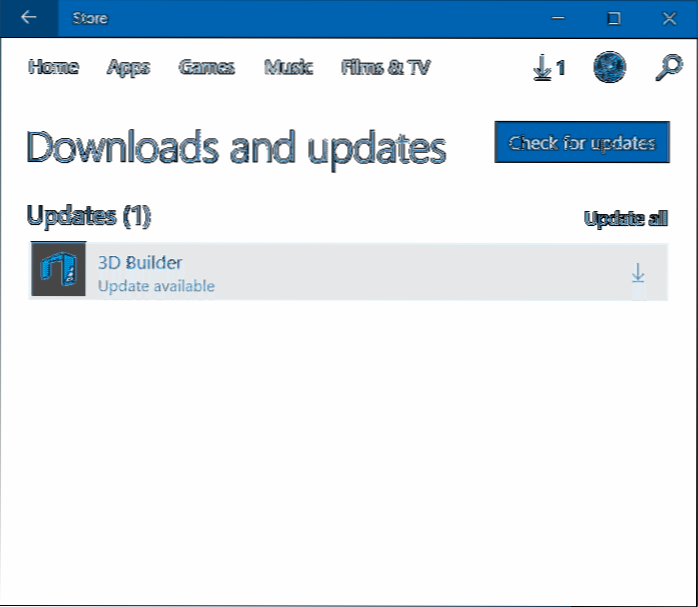 Jak aktualizovat aplikace nainstalované z obchodu v systému Windows 10