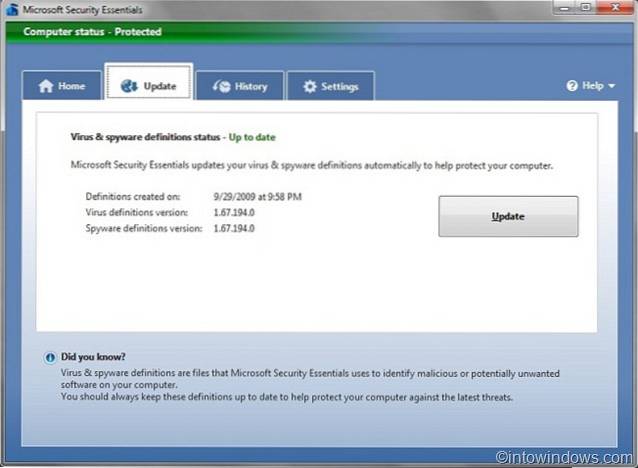 Jak aktualizovat Microsoft Security Essentials (MSE) offline