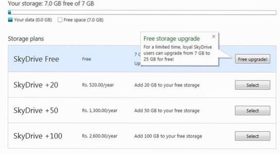 Cómo actualizar su cuenta SkyDrive de 7 GB a 25 GB gratis