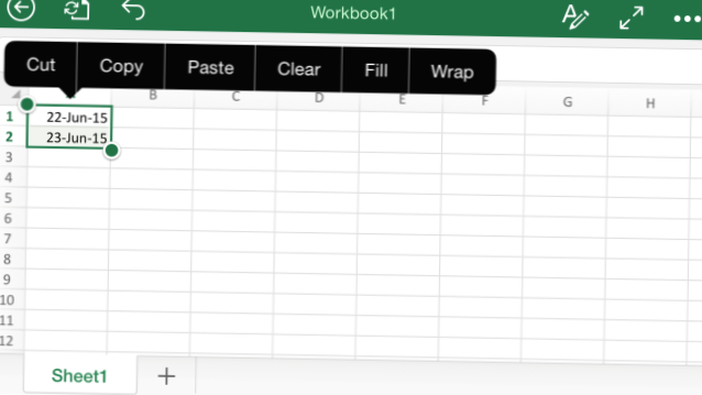 Come utilizzare il riempimento automatico in MS Excel per iPad e iPhone