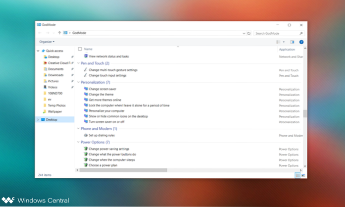 How to use God Mode Option in Windows 10