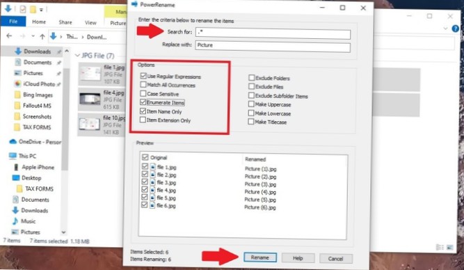 How to use PowerRename on Windows 10 to rename files