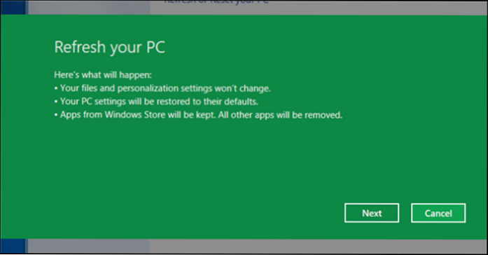 How To Use Refresh PC Feature In Windows 8