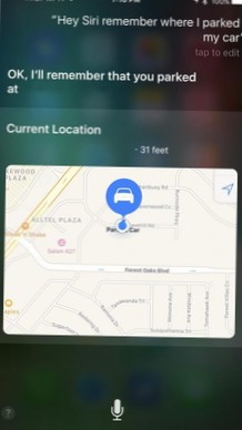 Cum să utilizați Siri pentru a vă aminti unde ați parcat pe iOS
