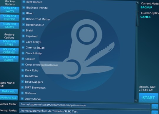 Verwendung von SLSK zum Sichern von Steam-Spielspeichern unter Linux