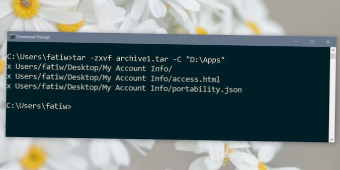 Comment utiliser Tar sur Windows 10