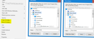 How to use the Context Menu to copy/move files to a folder on Windows 10