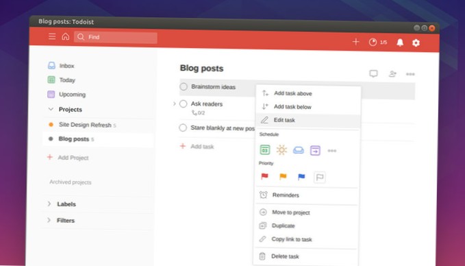 Sådan bruges den officielle Todoist-app på Linux