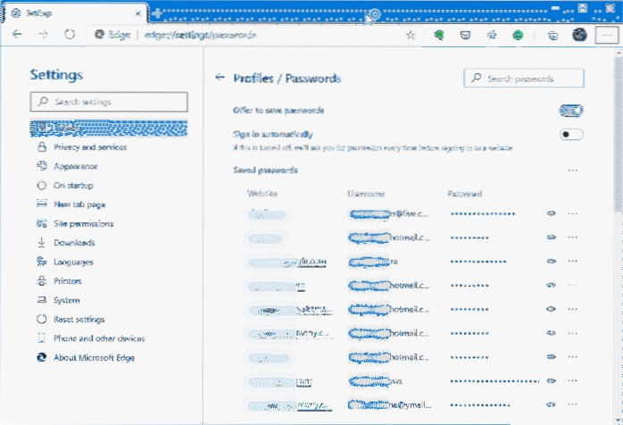 Come visualizzare le password salvate nel browser Edge in Windows 10