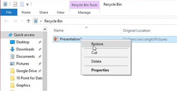 Cómo ver archivos eliminados recientemente en Windows 10