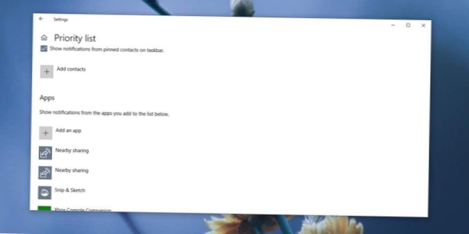 How to whitelist apps in Focus Assist on Windows 10