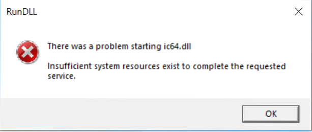 Insufficient system resources exist to complete the requested service error in Windows 10 fix