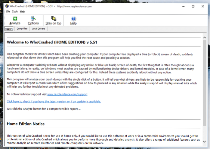 Zjistěte, co havaruje váš počítač se systémem Windows s tím, kdo se zhroutil