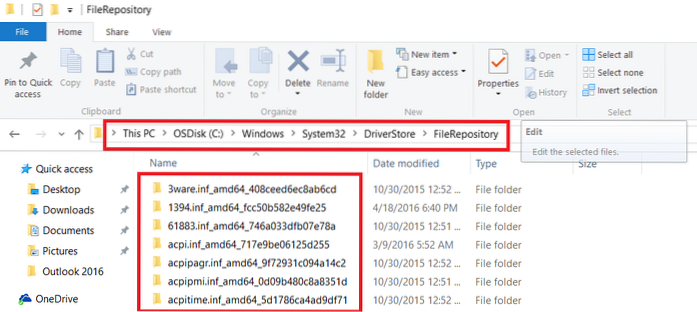 Locatie van stuurprogramma's in Windows 10