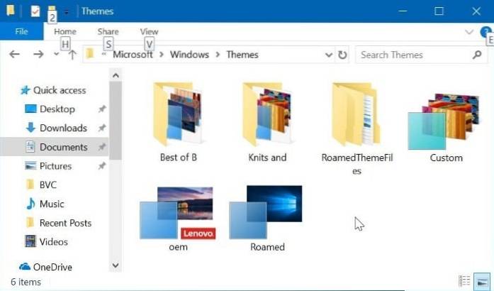Locația temelor în Windows 10