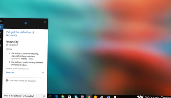Cerca la definizione di una parola in Cortana in Windows 10