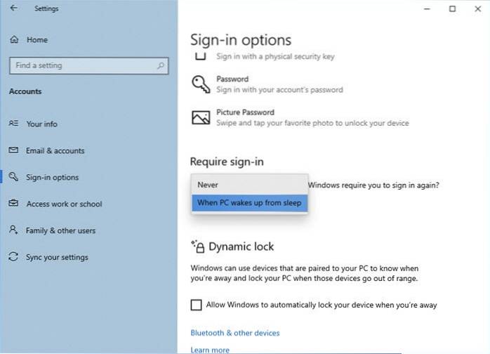Make Windows 10 Require Password On Wake Up From Sleep