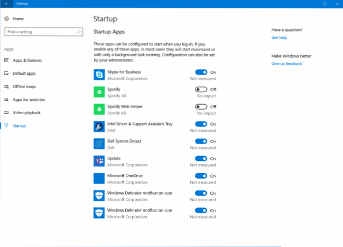 Gérer les applications de démarrage de Windows 10 via les paramètres
