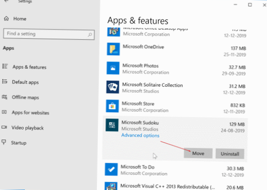 Move An Installed App To A Different Drive In Windows 10
