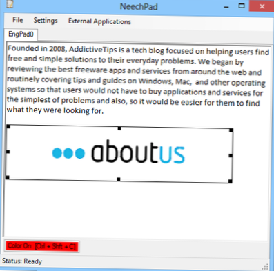 NeechPad je jednoduchý editor RTF pro Windows s podporou karet