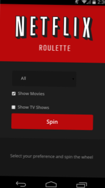 Ruleta Netflix Găsiți un film aleatoriu sau o emisiune TV de vizionat, fără cont
