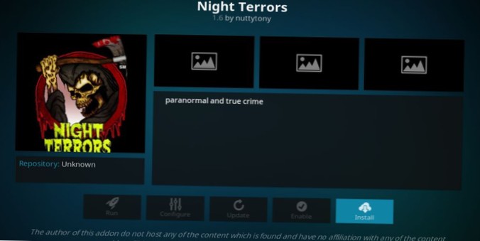 Night Terrors Kodi Add-on Come installare e guardare contenuti su crimini reali e paranormali