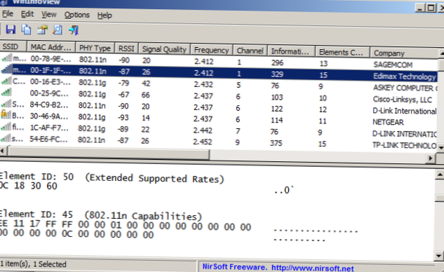 Il collettore Wifi di Nirsoft esegue la scansione di