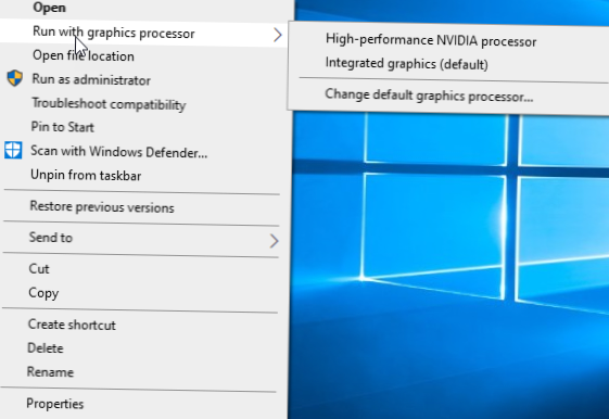 Inget alternativ Kör med grafikprocessor i högerklick på snabbmenyn