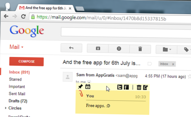 Merknader for Gmail Legg til notater til en e-post eller en samtaletråd [Chrome]
