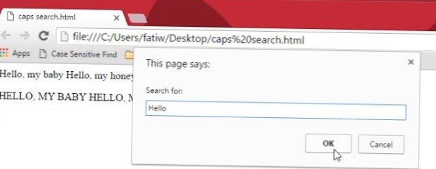 Efectuați o căutare sensibilă la majuscule și minuscule pe o pagină web din browserul dvs