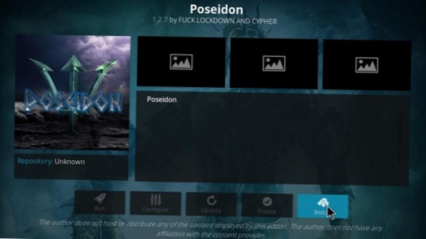 Poseidon Kodi-tilføjelse - Installation og oversigt