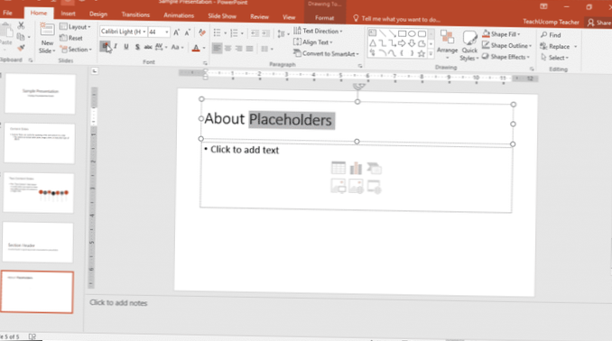 PowerPoint agregar texto a una diapositiva durante una presentación