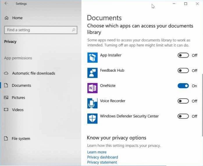 Prevent Apps From Accessing Documents, Pictures