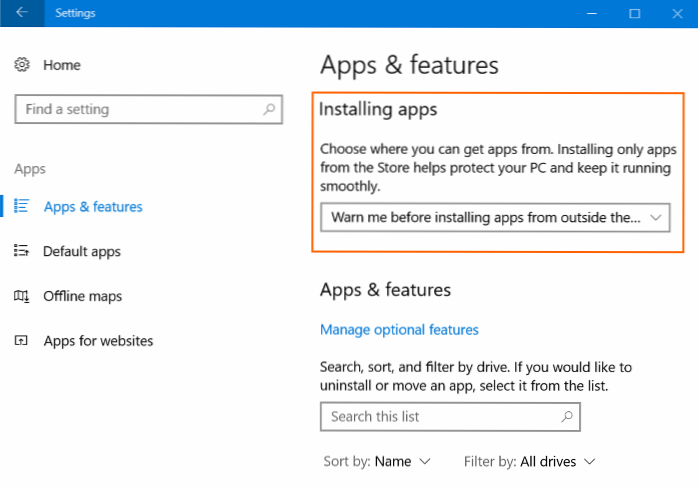 Prevent Installing Apps From Outside Windows Store In Windows 10
